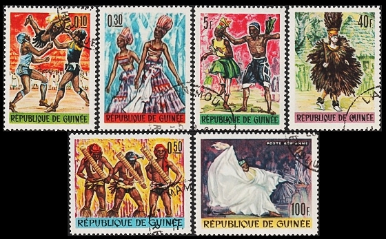 Гвинея 1966 год . Танцы Гвинеи , полная серия . Каталог 2,50 €.